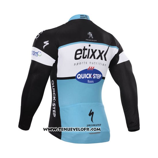 2015 Maillot Ciclismo Etixx Quick Step Noir et Blanc Manches Longues et Cuissard